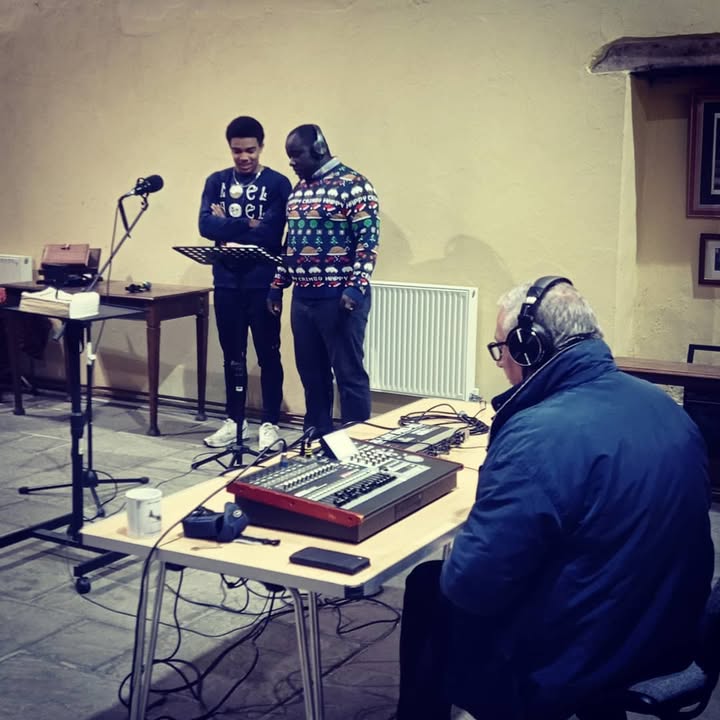 Great socially distanced recording today for our virtual Christmas …