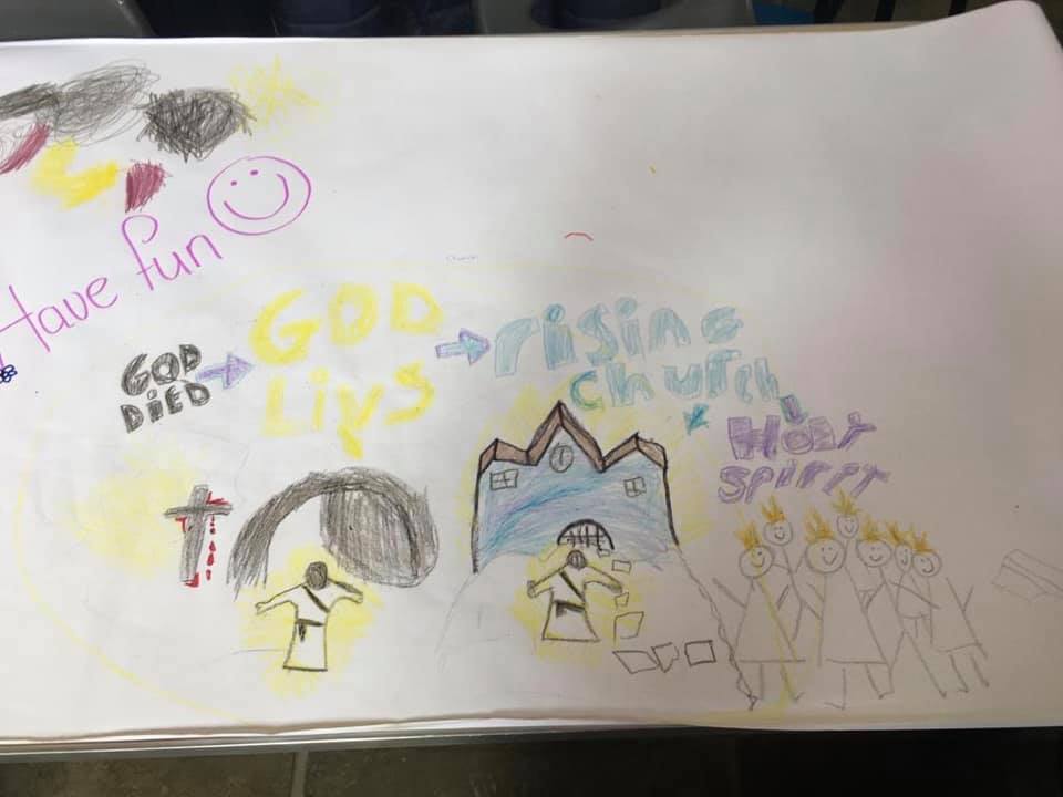 Our creative corner in this mornings service.